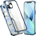 thumbnail image 1 of Allytech Magnetic Clear Case for iPhone 13 with Screen/Camera Lens Protector, Full Body Protection Compatible with MagSafe Charging Anti-Scratch Case for iPhone 13 2021, Blue, 1 of 7
