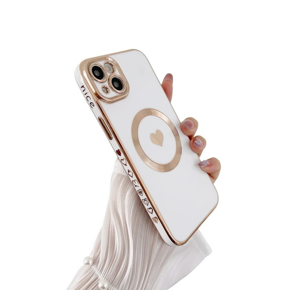 Allytech Magnetic Clear Case for iPhone 14 Pro Max with Camera Lens Protector Full Protection Case Compatible with MagSafe Elegant Anti-Scratch Case Cover for Apple iPhone 14 Pro Max 6.7 Inch - White