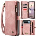 thumbnail image 1 of Allytech Magnetic Detachable Wallet Case for Google Pixel 9 Pro XL with Card Slots & Zipper Pocket, Support Wireless Charging, PU Leather Wrist Strap Shockproof Full Protection Flip Case, Pink, 1 of 9