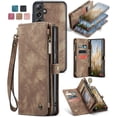 thumbnail image 1 of Allytech Magnetic Detachable Wallet Case for Samsung Galaxy S24 Plus with Card Slots & Zipper Pocket, Support Wireless Charging, PU Leather Wrist Strap Shockproof Full Protection Flip Case, Darkbrown, 1 of 9