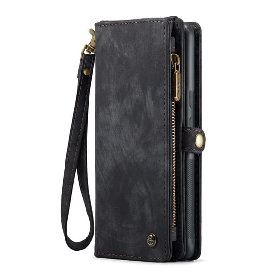 Allytech Magnetic Detachable Wallet Case for iPhone 16 Pro Max with Card Slots & Zipper Pocket, Support Wireless Charging, PU Leather Wrist Strap Shockproof Full Protection Flip Case, Black
