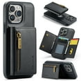 thumbnail image 1 of Allytech Magnetic Detachable Wallet Case for iPhone 16 Pro Max, [Support Wireless Charging] Luxury PU Leather Slim Cover with Card Slots & Kickstand, RFID Blocking Shockproof Case, Black, 1 of 13