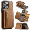 thumbnail image 1 of Allytech Magnetic Detachable Wallet Case for iPhone 16, [Support Wireless Charging] Luxury PU Leather Slim Cover with Card Slots & Kickstand, RFID Blocking Shockproof Case, Brown, 1 of 13