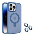 thumbnail image 1 of Allytech Magnetic Invisible Stand Case for iPhone 12 Pro Max 2023, Ultra Slim [Compatible with Magsafe] [Military Grade Protection] Case with Lens Protector, Soft TPU + PC Shockproof Case - Darkblue, 1 of 10