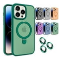 thumbnail image 1 of Allytech Magnetic Invisible Stand Case for iPhone 15 2023, Ultra Slim [Compatible with Magsafe] [Military Grade Protection] Case with Lens Protector, Soft TPU + PC Shockproof Case - Darkgreen, 1 of 11