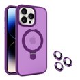 thumbnail image 1 of Allytech Magnetic Invisible Stand Case for iPhone 15 Pro 2023, Ultra Slim [Compatible with Magsafe] [Military Grade Protection] Case with Lens Protector, Soft TPU + PC Shockproof Case - Darkpurple, 1 of 10