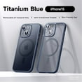thumbnail image 1 of Allytech Magnetic Semi-Transparent Case for iPhone 15, [Detachable Camera Lens Protector & Compatible with MagSafe], Slim Shockproof Semi-Clear Matte Case Cover for iPhone 15 6.1 inch, Blue, 1 of 12