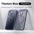 thumbnail image 1 of Allytech Magnetic Semi-Transparent Case for iPhone 15 Plus, [Detachable Camera Lens Protector & Compatible with MagSafe], Slim Shockproof Semi-Clear Matte Cover for iPhone 15 Plus 6.7 inch, Blue, 1 of 10