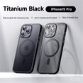 thumbnail image 1 of Allytech Magnetic Semi-Transparent Case for iPhone 15 Pro, [Detachable Camera Lens Protector & Compatible with MagSafe], Slim Shockproof Semi-Clear Matte Case Cover for iPhone 15 Pro 6.1 inch, Black, 1 of 10