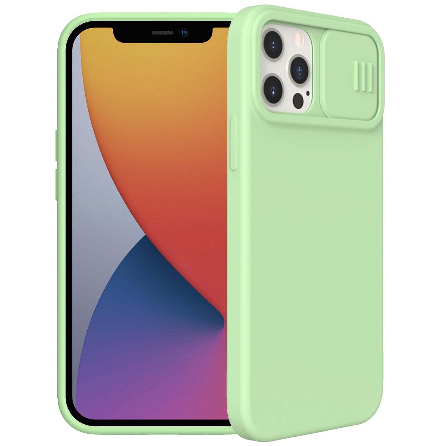 Allytech Magnetic Silicone Case for 6.7" iPhone 14 Pro Max with Slide Camera Cover, Built-in Magnets Support Magsafe Charging, Premium Liquid Silicone Phone Cover for iPhone 14 Pro Max, Green