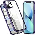 thumbnail image 1 of Allytech Magnetic Slim Clear Case for iPhone 14 6.1 inch 2022, Military Grade Protection Compatible with MagSafe Hard PC Shockproof Case for iPhone 14 5G, Purple, 1 of 7