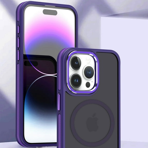 Allytech Magnetic Translucent Case for iPhone 14 Pro, Ultra Slim Soft TPU Skin-Friendly Compatible with MagSafe Drop Protection Anti-Fingerprint Matte Cover for iPhone 14 Pro, Purple