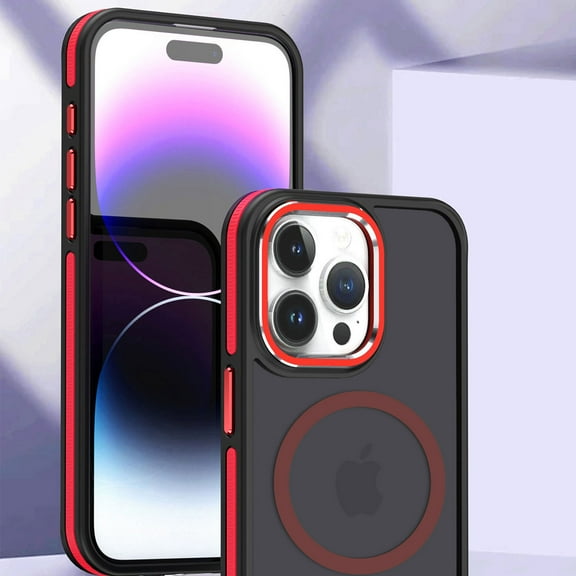 Allytech Magnetic Translucent Case for iPhone 15 Pro Max, Ultra Slim Soft TPU Skin-Friendly Compatible with MagSafe Drop Protection Anti-Fingerprint Matte Cover for iPhone 15 Pro Max, Red