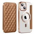thumbnail image 1 of Allytech Magnetic Wallet Case for Apple iPhone 15 Plus, RFID Blocking PU Leather Clear Back Cover Compatible with Magsafe Wireless Charging Anti-Scratch Phone Case for iPhone 15 Plus, Brown, 1 of 8