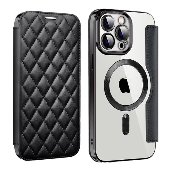 Allytech Magnetic Wallet Case for Apple iPhone 16 Pro Max, RFID Blocking PU Leather Clear Back Cover Compatible with Magsafe Wireless Charging Anti-Scratch Phone Case for iPhone 16 Pro Max, Black