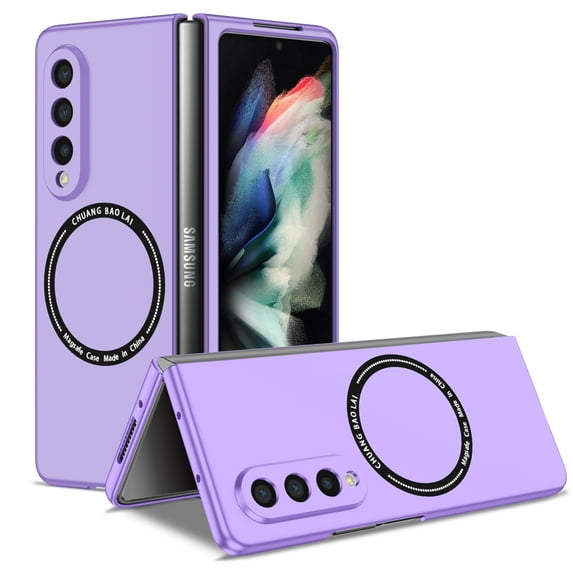 Allytech Magntic Case for Samsung Galaxy Z Fold 3, Compatible with Magsafe Wireless Charging Support Drop Proof Anti-Scratch Shockproof Slim Case Cover for Samsung Galaxy Z Fold 3 - Purple