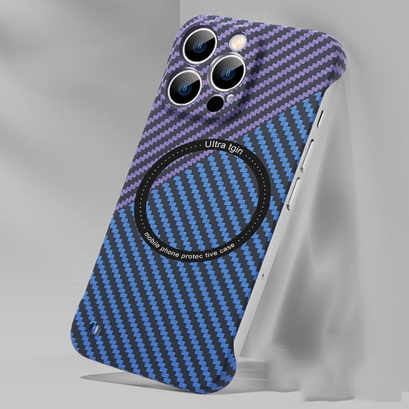 Allytech Magsafe Case For iPhone 13 Magnetic Carbon Fiber Wireless Charging Slim Fit Thin Shockproof Cover.For iPhone 13,Purple