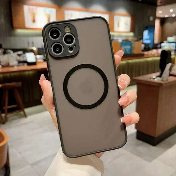 Allytech Magsafe Compatible Phone Case for Apple iPhone 15 Plus, Transparent Clear Anti-Scratch Bumper Anti-Scratch Shock Absorption Slim Hybrid Rugged Case Cover for iPhone 15 Plus - Black