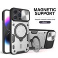 thumbnail image 1 of Allytech Mangetic Case for Apple iPhone 11 Pro Max, Ring Holder Kickstand Sliding Camera Lens Protector Rugged Hybrid Shoockproof Compatible Magsafe Wireless Charging Support Phone Case - Silver, 1 of 12