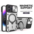 thumbnail image 1 of Allytech Mangetic Case for Apple iPhone 11 Pro Max, Ring Holder Kickstand Sliding Camera Lens Protector Rugged Hybrid Shoockproof Compatible Magsafe Wireless Charging Support Phone Case - Silver, 1 of 12