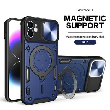 Allytech Mangetic Case for Apple iPhone 11 Pro, Ring Holder Kickstand Sliding Camera Lens Protector Rugged Hybrid Shoockproof Compatible Magsafe Wireless Charging Support Phone Case - Blue