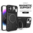 thumbnail image 1 of Allytech Mangetic Case for Apple iPhone 12 Pro, Ring Holder Kickstand Sliding Camera Lens Protector Rugged Hybrid Shoockproof Compatible Magsafe Wireless Charging Support Phone Case -  Black, 1 of 11