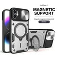 thumbnail image 1 of Allytech Mangetic Case for Apple iPhone 14 Pro Max, Ring Holder Kickstand Sliding Camera Lens Protector Rugged Hybrid Shoockproof Compatible Magsafe Wireless Charging Support Phone Case - Silver, 1 of 11