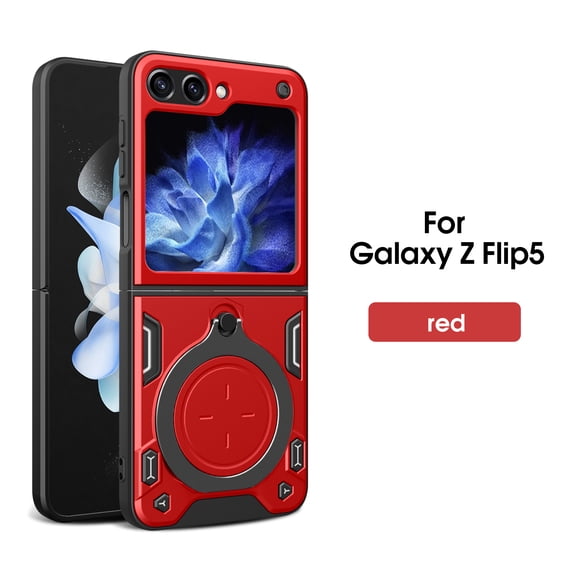 Allytech Mangetic Case for Samsung Galaxy Z Flip5 5G, Ring Stand Shockproof Rugged Hybrid Compatible Car Mount Bumper Anti-Scratch Phone Case Cover for Galaxy Z Flip5 - Red