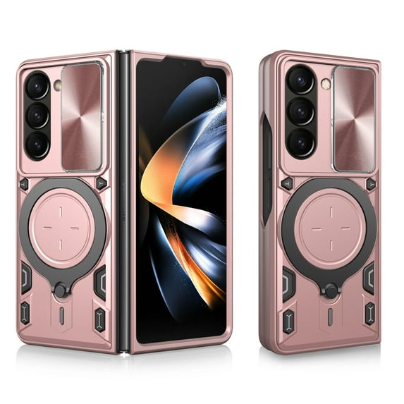 Allytech Mangetic Case for Samsung Galaxy Z Fold5 5G, Ring Stand Shockproof Rugged Hybrid Compatible Car Mount Bumper Anti-Scratch Phone Case Cover for Galaxy Z Fold5 - Pink