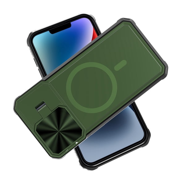 Allytech Mangetic Case for iPhone 15 Pro Max, With Camera Lens Protecrtor Compatible with Magsafe Wireless Charging Support Bumper Shockproof Phone Case for Apple iPhone 15 Pro Max - Darkgreen