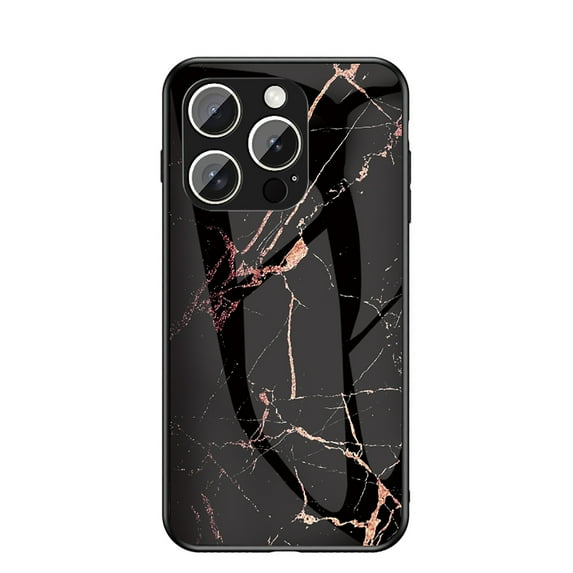 Allytech Marble Case for iPhone 16 Plus 2024, Tempered Glass Back Cover Anti-Scratch Shockproof Protective Bumper Case Cover for iPhone 16 Plus - Black Gold Marble