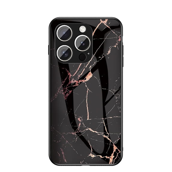 Allytech Marble Case for iPhone 16 Pro 2024, Tempered Glass Back Cover Anti-Scratch Shockproof Protective Bumper Case Cover for iPhone 16 Pro - Black Gold Marble