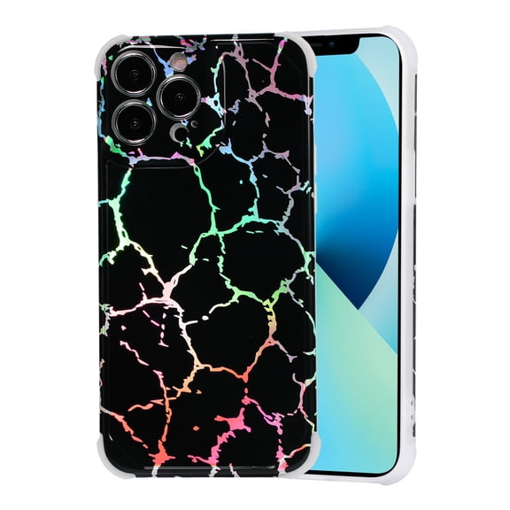 Allytech Marble Design Case for iPhone 13 Pro 2021(6.1"), iPhone 13 Pro Case for Women Girls Men, Ultra-Thin Full-Body Protective Scratch-Free Cute Drop Proof Case for iPhone 13 Pro, Rainbow Black