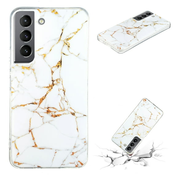 Allytech Marble Series Case for Samsung Galaxy S22, Galaxy S22 5G 6.1" Cover 2022, Shock Absorption Bumper Soft TPU Women Girl Cover for Samsung S22, White Marble