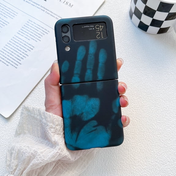 Allytech Matte Case for Samsung Galaxy Z Flip3 - [Drop Protection] - Ultra Thin Lightweight Shockproof Cover with Color Changing Effect for Women Men for Samsung Galaxy Z Flip3, Black/Blue