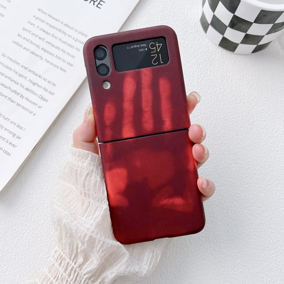 Allytech Matte Case for Samsung Galaxy Z Flip4 - [Drop Protection] - Ultra Thin Lightweight Shockproof Cover with Color Changing Effect for Women Men for Samsung Galaxy Z Flip4, Black/Red