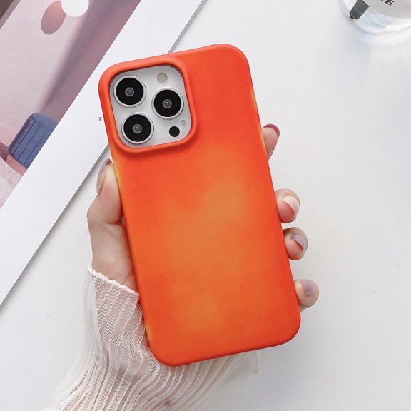 Allytech Matte Case for iPhone 15 Plus - [Drop Protection] - Ultra Thin Lightweight Shockproof Cover with Color Changing Effect for Women Men for iPhone 15 Plus, Red/Orange