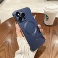 thumbnail image 1 of Allytech Metallic Paint Frameless Magnetic Phone Case for iPhone 14, Compatible with MagSafe Suppor Wireless Charging Ultra Thin Lightweight Shockproof Matte Hard PC Bezel-Less Cover, Darkblue, 1 of 10