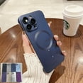 thumbnail image 1 of Allytech Metallic Paint Frameless Magnetic Phone Case for iPhone 15, Compatible with MagSafe Suppor Wireless Charging Ultra Thin Lightweight Shockproof Matte Hard PC Bezel-Less Cover, Darkblue, 1 of 9