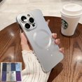 thumbnail image 1 of Allytech Metallic Paint Frameless Magnetic Phone Case for iPhone 15, Compatible with MagSafe Suppor Wireless Charging Ultra Thin Lightweight Shockproof Matte Hard PC Bezel-Less Cover, Silver, 1 of 9