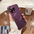 thumbnail image 1 of Allytech Metallic Paint Frameless Magnetic Phone Case for iPhone 15 Plus, Compatible with MagSafe Suppor Wireless Charging Ultra Thin Lightweight Shockproof Matte Hard PC Bezel-Less Cover, Purple, 1 of 9