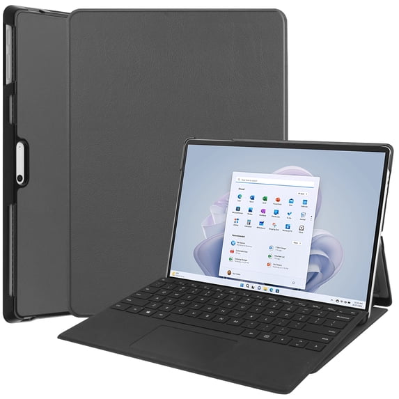 Allytech Microsoft Surface Pro 9 Case 13" 2022 Released, PU Leather Slim Auto Sleep Wake Flip Stand Shockproof Protective PC Back Cover for Microsoft Surface Pro 9 13-inch - Gray