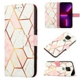 thumbnail image 1 of Allytech Moto E7 Case Wallet,Stylish Marble Case for Girls Women Folding Kickstand Full Body Protection Shockproof Cards Pocket Wrist Strap Wallet Cover for Motorola Moto E7 - Grid Marble, 1 of 7
