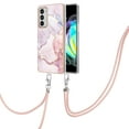 thumbnail image 1 of Allytech Moto Edge 20 Case, Luxury Marble Pattern Rubber TPU Shoulder Strap Lanyard Drop Protection Anti-scratch Shock-absorbing Back Cover Case for Motorola Moto Edge 20, Pink, 1 of 4