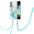 thumbnail image 1 of Allytech Moto Edge 20 Case, Luxury Marble Pattern Rubber TPU Shoulder Strap Lanyard Drop Protection Anti-scratch Shock-absorbing Back Cover Case for Motorola Moto Edge 20, Green, 1 of 4