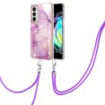 thumbnail image 1 of Allytech Moto Edge 20 Case, Luxury Marble Pattern Rubber TPU Shoulder Strap Lanyard Drop Protection Anti-scratch Shock-absorbing Back Cover Case for Motorola Moto Edge 20, Lightpurple, 1 of 4