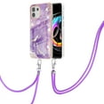 thumbnail image 1 of Allytech Moto Edge 20 Lite Case, Moto Edge 20 Fusion Case, Marble Rubber TPU Lanyard Protection Anti-scratch Shock-absorbing Cover Case for Motorola Moto Edge 20 Lite/Moto Edge 20 Fusion, Purple, 1 of 4