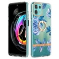 thumbnail image 1 of Allytech for Moto Edge 20 Lite/ Moto Edge 20 Fusion Case with Ring Holder Stand, Slim Shell Floral Series Bumper Anti-Scratch Shockproof Lightweight Phone Case Cover for Girls Women, Blue Flower, 1 of 4