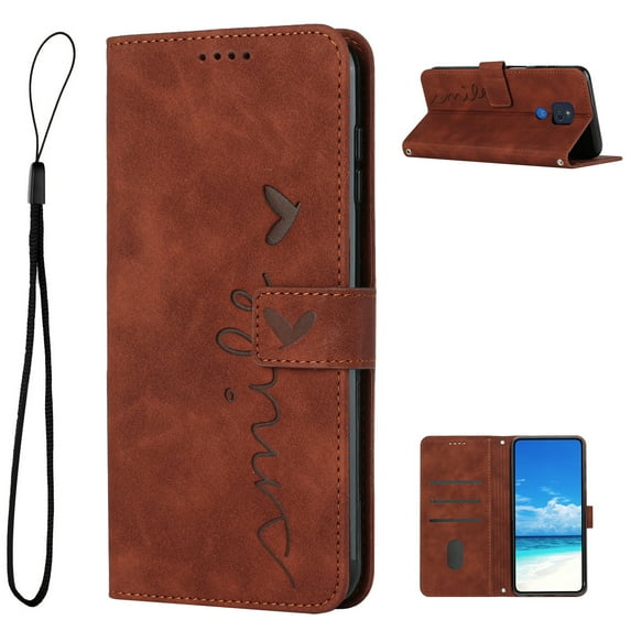 Allytech for Moto G Play 2021 Wallet Case,Embossed PU Leather Folio Flip Wristlet Shockproof Credit Card Slots Stand Case for Motorola Moto G Play 2021 6.5 inch, Brown
