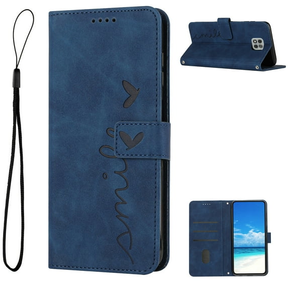 Allytech for Moto G Power 2021 Wallet Case,Embossed PU Leather Folio Flip Wristlet Shockproof Credit Card Slots Stand Case for Motorola Moto G Power 2021 6.6 inch, Blue